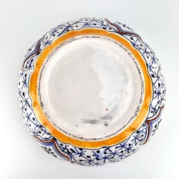 Large Serving Bowl Handpainted Ceramic Made In Mexico Rosario Pattern - Picture 5 of 9